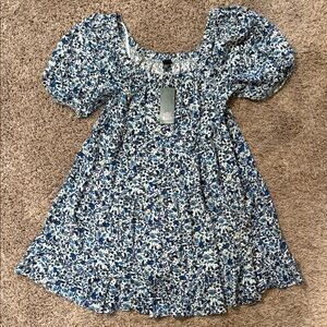 Wild Fable Floral Blue Puff Sleeve Mini Dress